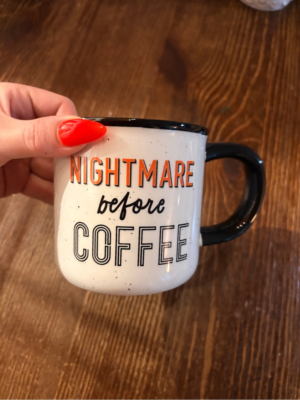 "Nightmare Before Coffee" White Ceramic Coffee Mug with Black Handle